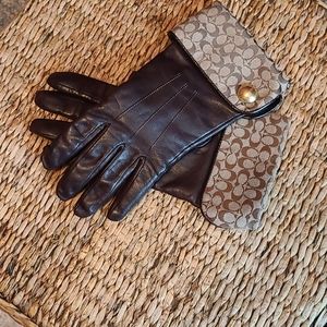 Coach brown leather gloves